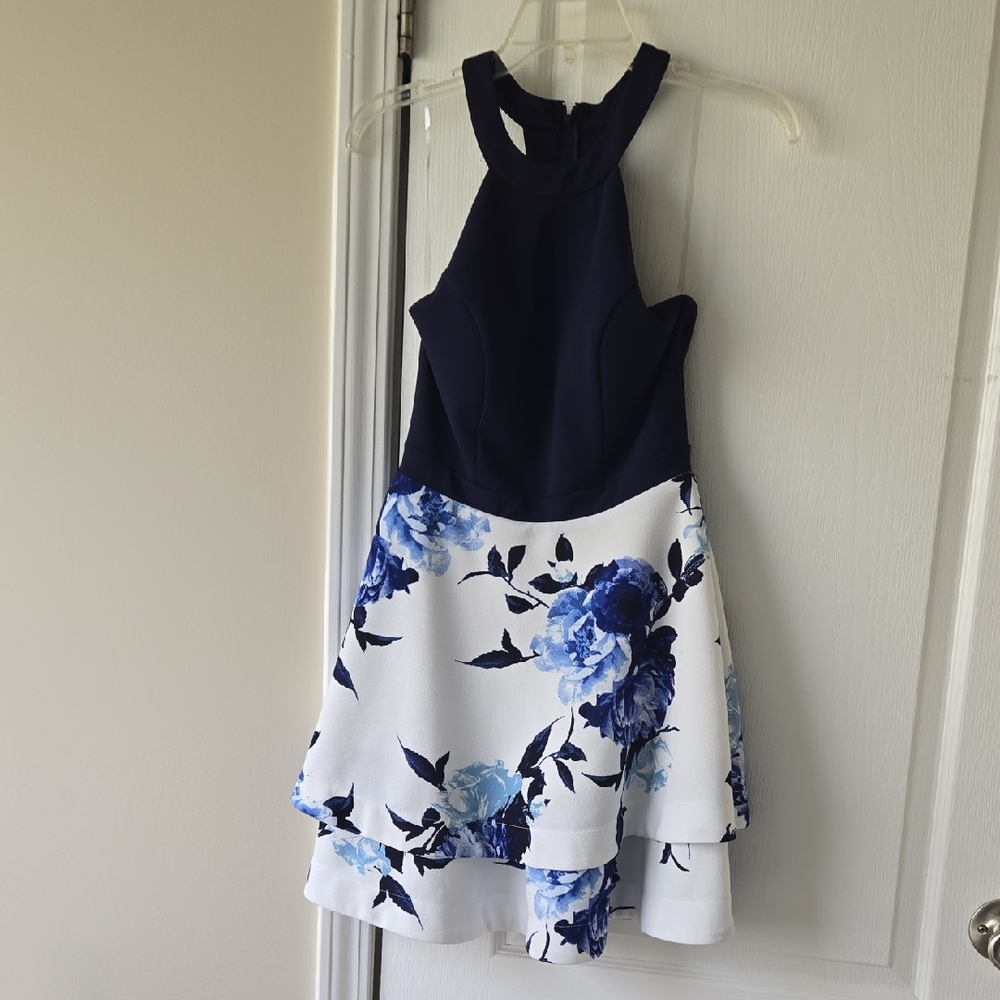 Speechless Navy and White Floral Dress